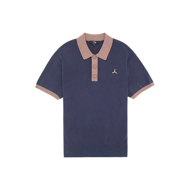 LI NING 1990 Polo Shirts Men New Denim Blue-0