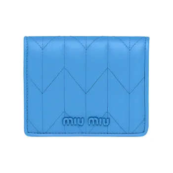 MIU MIU Soft Sheepskin Leather Wallet Small Size Women's Pure Sky Blue
