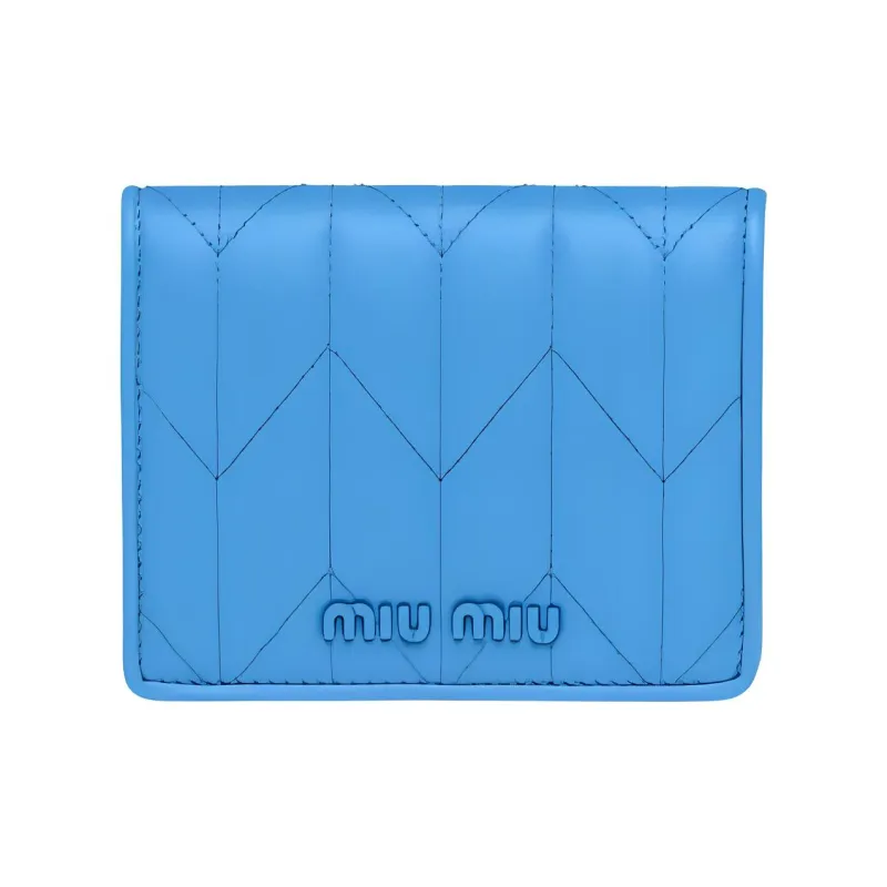 MIU MIU Soft Sheepskin Leather Wallet Small Size Women's Pure Sky Blue-0