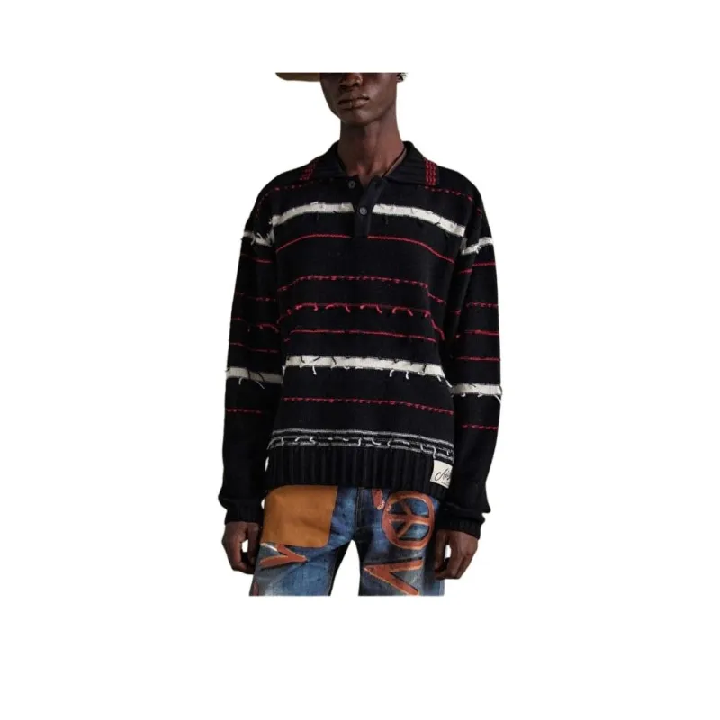 ANDERSSON BELL B&W Stripe Polo Shirt-0
