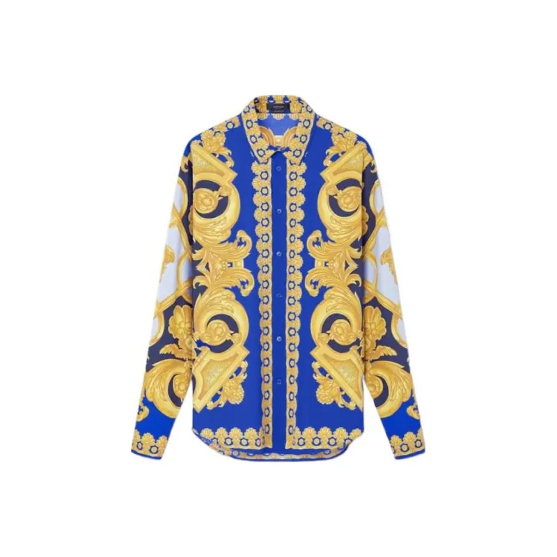 VERSACE VERSACE SS23 Shirt Men's Blue Gold-0