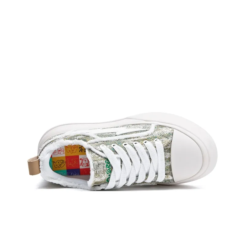 SITULANG Anti Slip And Wear Resistant Height Increasing Low Top Skateboard Shoes Unisex Champagne Green-5
