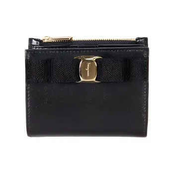 FERRAGAMO Leather Wallet Women's Black