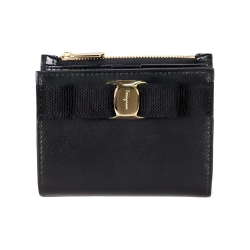 FERRAGAMO Leather Wallet Women's Black