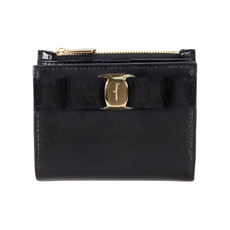 FERRAGAMO Leather Wallet Women's Black-0