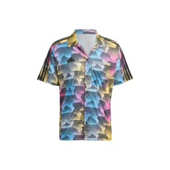 Adidas Tiro Allover Print Mesh Resort Shirt Shirt Men's Multicolor