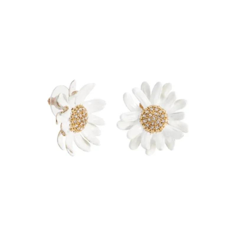 LES NEREIDES Alloy, Silver Plated, Gold Plated, Brass, Enamel Stud Earrings Women's White-0