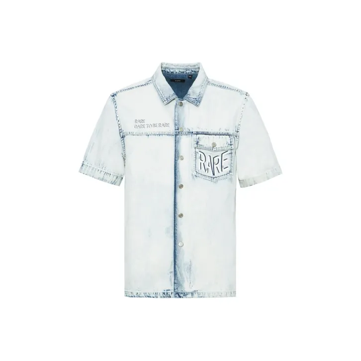 RARE Short Sleeved Shirt Men's Light Blue-0