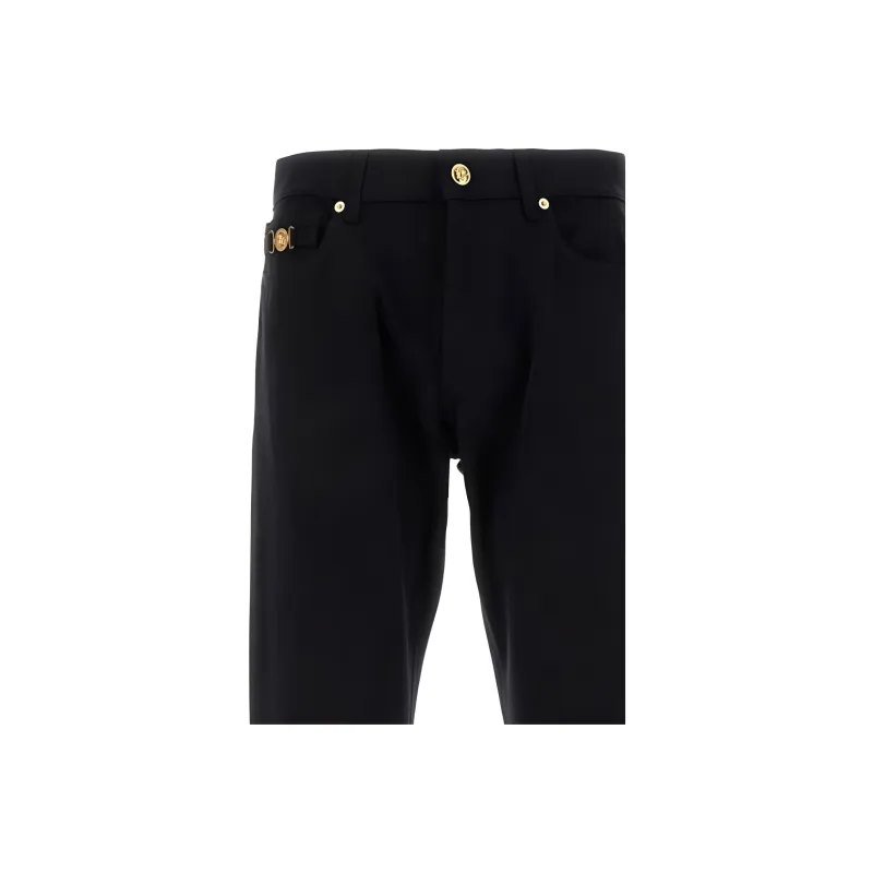 VERSACE Logo Patch Denim Jeans-3
