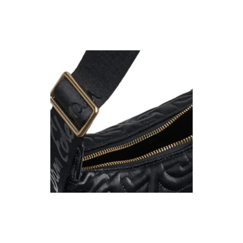 SAM EDELMAN Fabric Shoulder Bag, Crossbody Bag Medium Size Women's Black/Ivory White/Blue-3