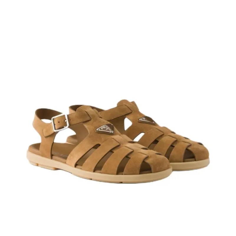 PRADA Roman Sandals Men's Brown-2