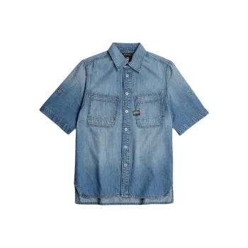 G STAR RAW Shirt Men's Off White Dark Blue