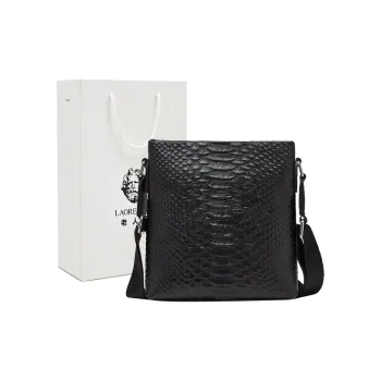 Old Man's Head Top Grain Cow Leather Crossbody Bag Regular Men's Black