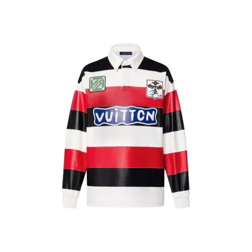 LOUIS VUITTON Long Sleeved Leather Intarsia Rugby Polo