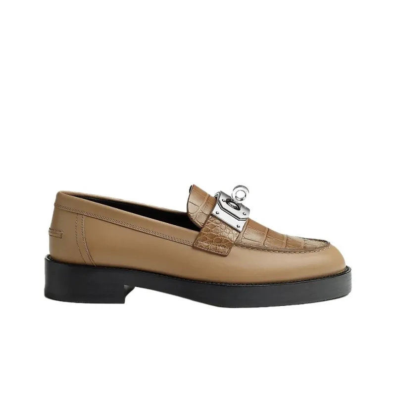 HERMES Hot Loafers 4cm Women's Brown-1