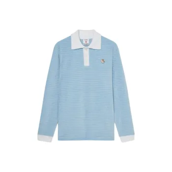 CASABLANCA Velour Striped Polo Shirt