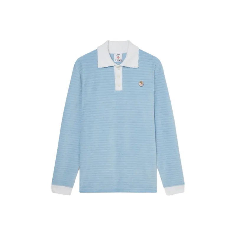 CASABLANCA Velour Striped Polo Shirt-0