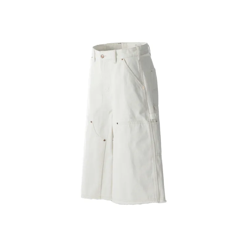 GBXM Denim Shorts Unisex Symplocaceae White-1