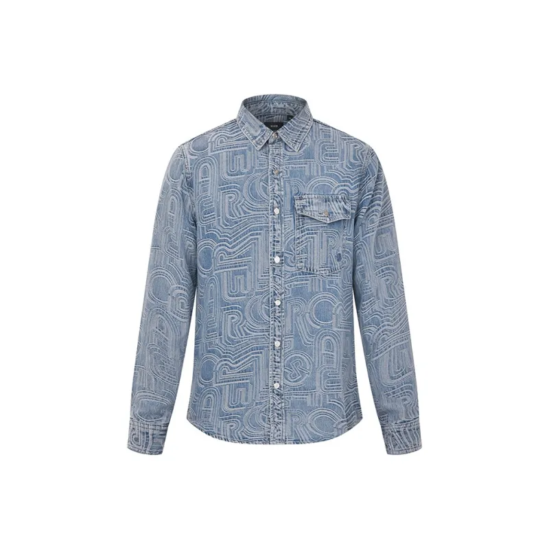 RARE Long Sleeved Shirt Men's Blue-0