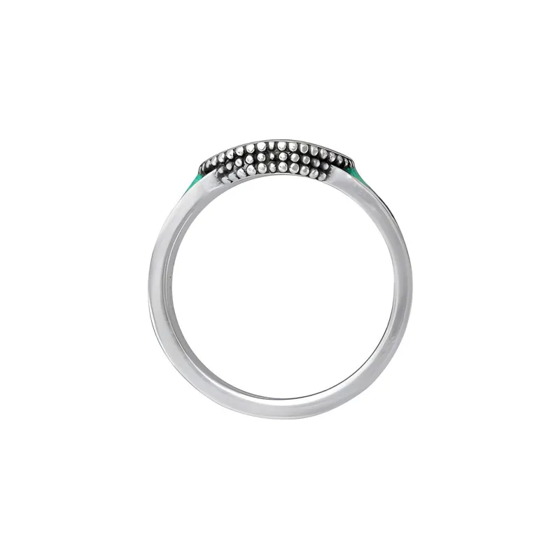 GUCCI Ring With Interlocking G Textured Trim Silver-2
