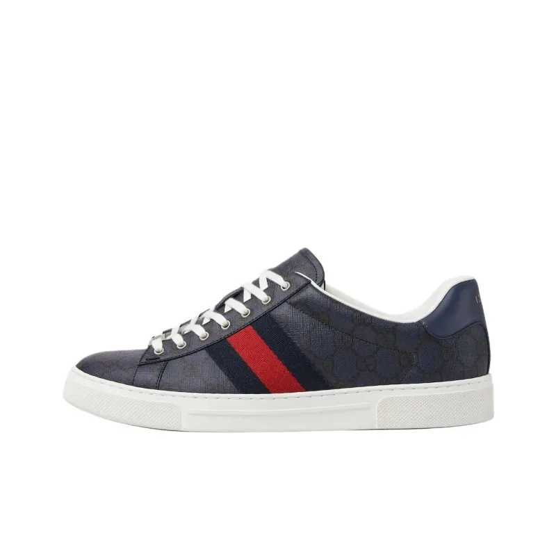GUCCI ACE Low Top Skateboard Shoes Men's Blue-0