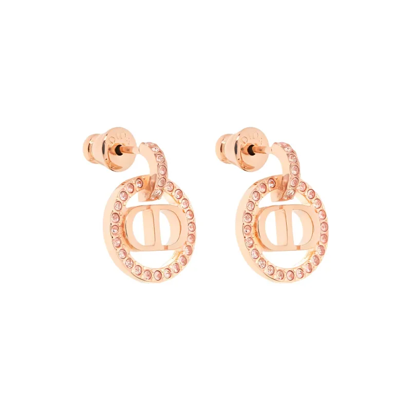 DIOR Metal Faux Crystal Earrings Women's Pink-1
