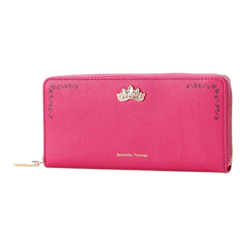 Disney Cow Leather Wallet Women's Pink-1