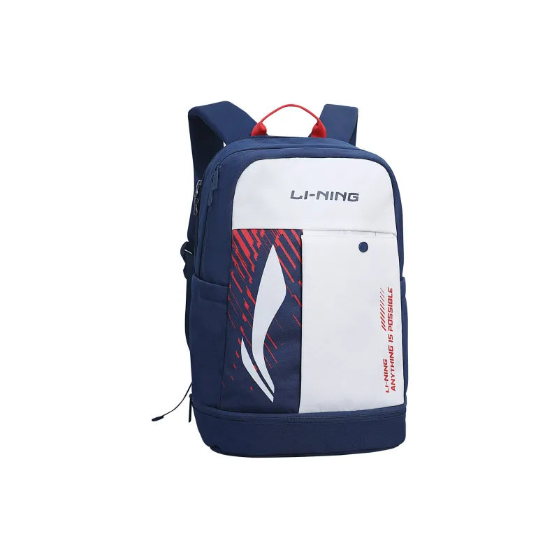 LiNing Badminton Series Polyester Backpack Regular Unisex White & Blue-1