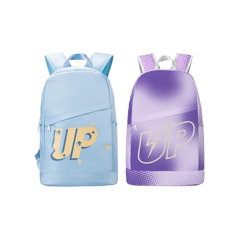 TURN UP Polyester Student Backpack Large Size Unisex Light Blue-34