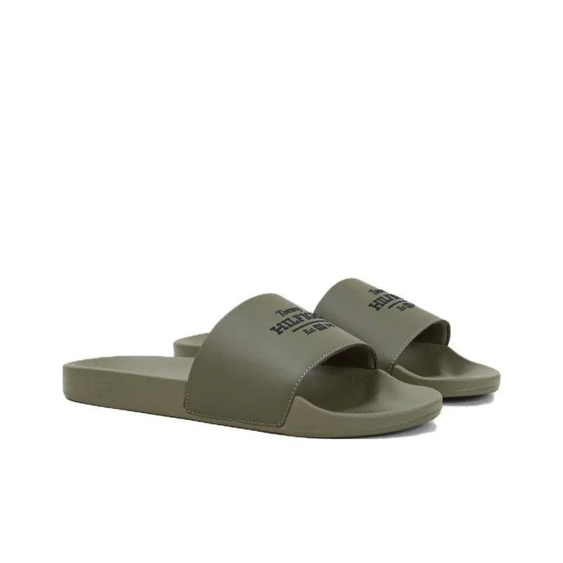 Tommy Hilfiger Slip Resistant Slide Slippers Men's Army Green-1