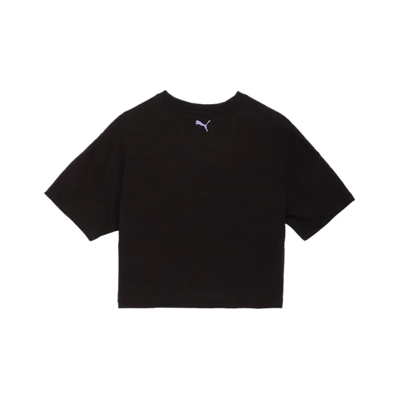 PUMA Ess Logo Drop Shoulder Sleeve T Shirt Women's Black-1