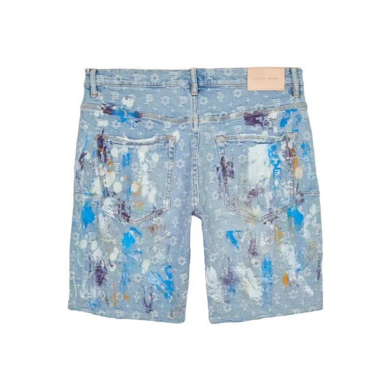 PURPLE BRAND Paint Over Jacquard Monogram Shorts-1