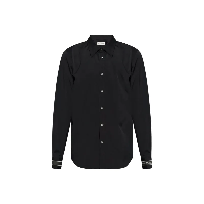 Alexander McQueen Logo Strap Buttoned Poplin Shirt-0