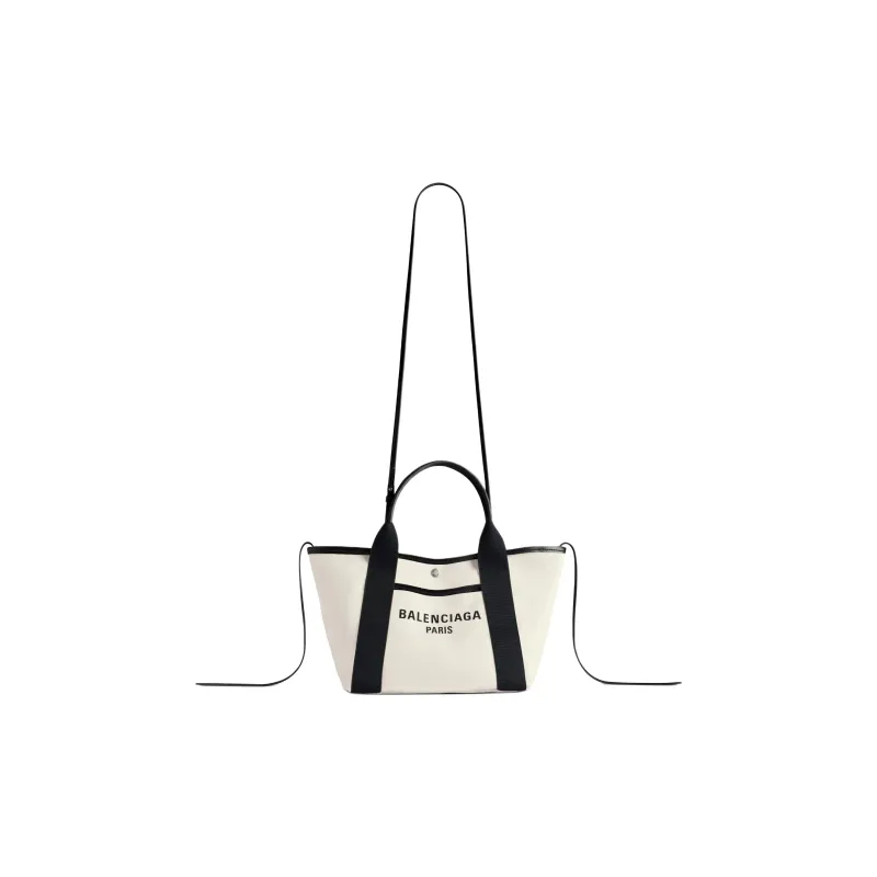 Balenciaga Biarritz Cotton Tote Bag, Shopping Bag, Shoulder Bag, Handbag Small Size Women's White & Black-1