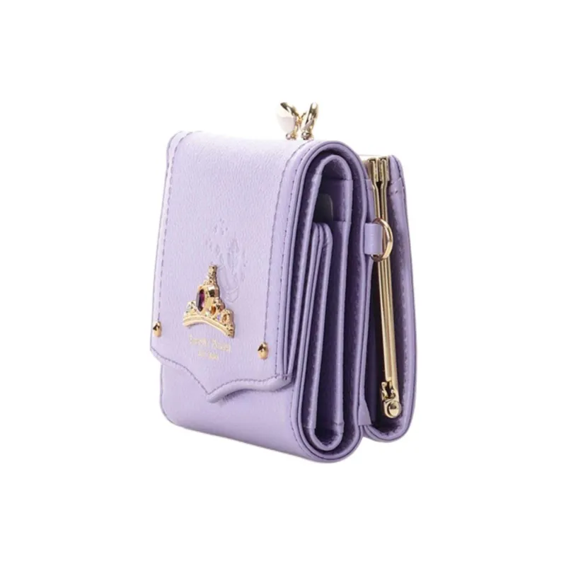 Disney Cow Leather Wallet Women's Purple-1