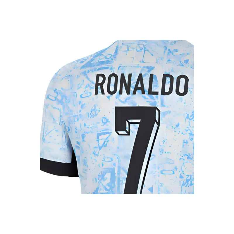 Nike Cristiano Ronaldo Portugal National Team Soccer Jerseys 2024 Away Cristiano Ronaldo 7 Size Women's Light Blue-2
