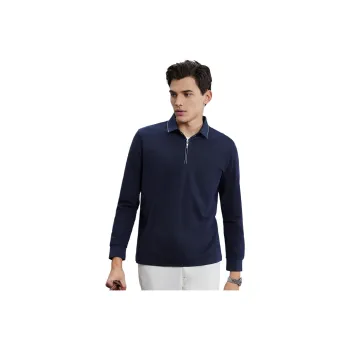 Red Bean Long-Sleeved Polo Shirt T-Shirt Men's