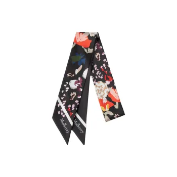 Mulberry Recycled Polyester Silk Scarves Unisex Black