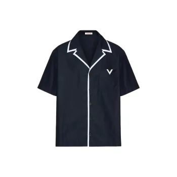Valentino V-Detailed Straight Hem Bowling Shirt