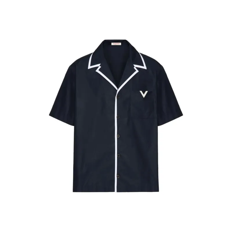 Valentino V-Detailed Straight Hem Bowling Shirt-0