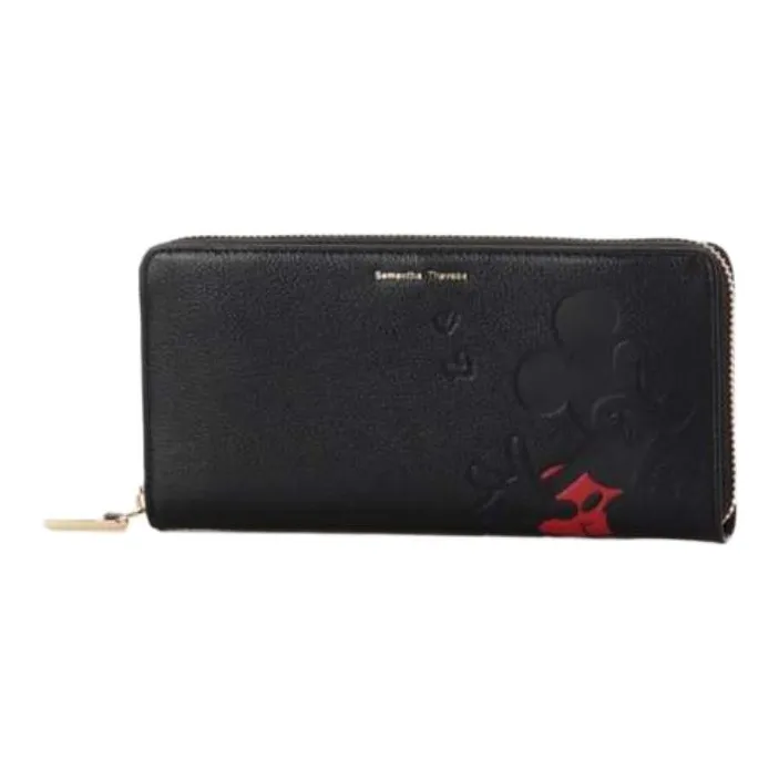 Disney Minnie Collection Mickey Collection Cow Leather Wallet Women's Black-1