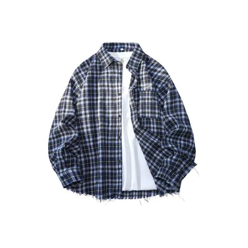 FASTFISH Shirt Unisex Yellow Small Plaid-3