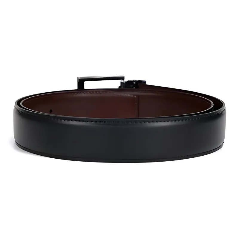 TUMI Letter Logo Emblem Pin Buckle Leather Belts Men's Black/Brown Width 3.5CM-1