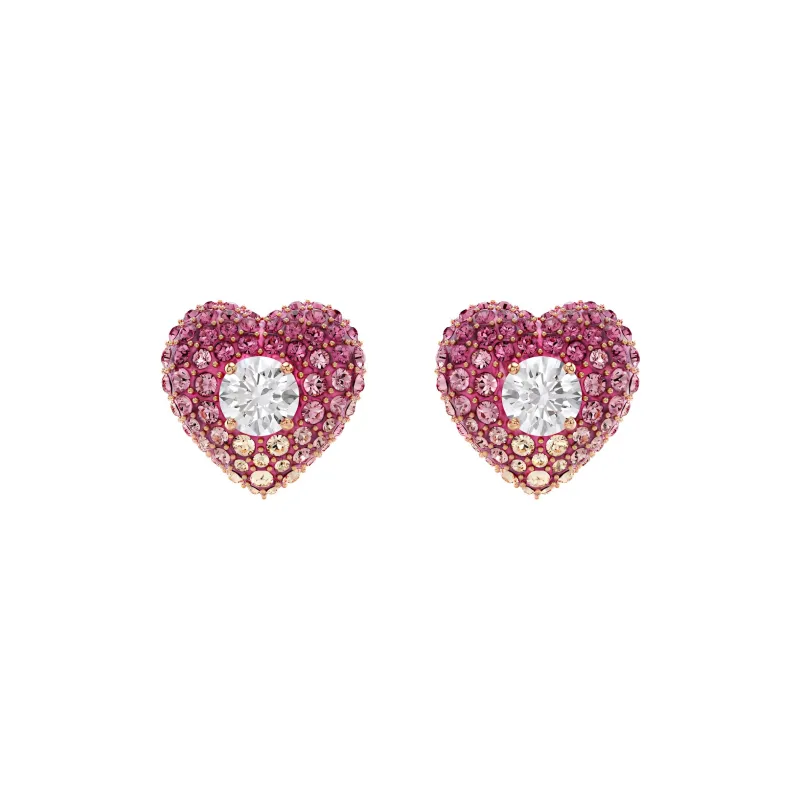 Swarovski Synthetic Cubic Zirconia Faux Crystal Rose Gold-Tone Plated Stud Earrings Women's Pink-1