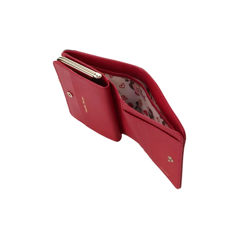 Disney Cow Leather Wallet Women's Red-4