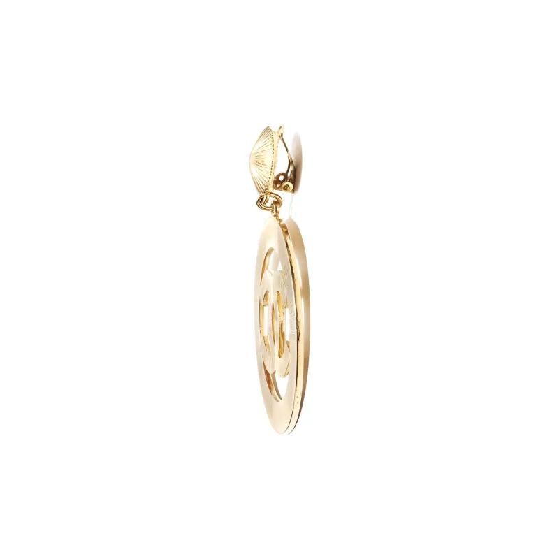 CHANEL 1990 2000 Cc Cut out Dangle Clip on Earrings-2
