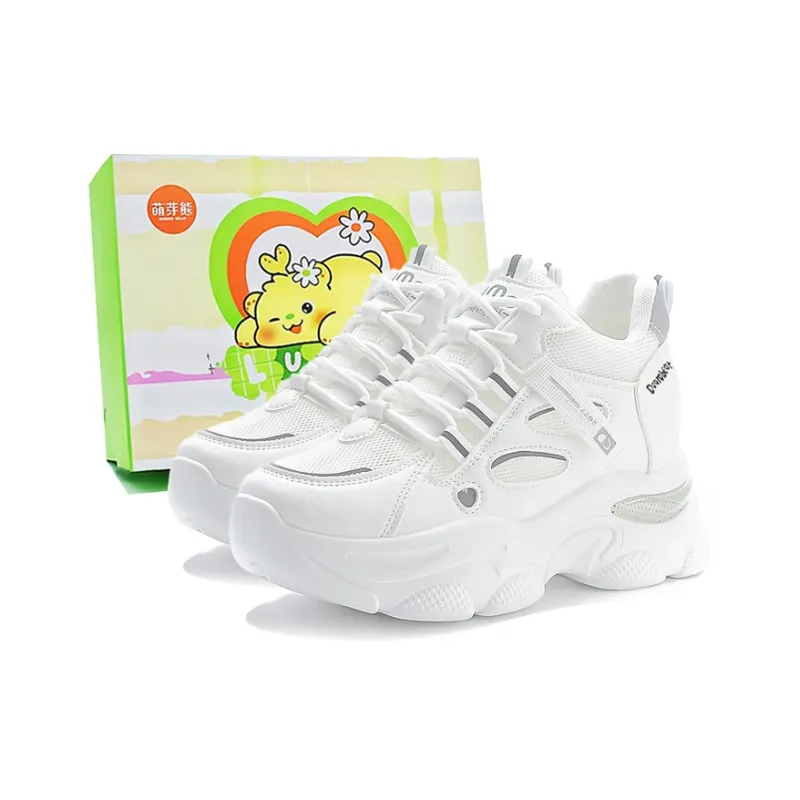 Budding Bear Anti Slip Wear Resistant Breathable Lightweight Height Increasing Low Top Chunky Sneakers Women's Box-5