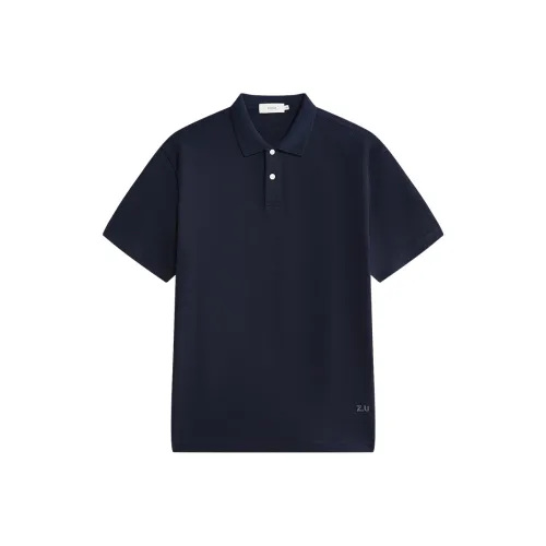ZIOZIA x TONGQINNANZHUANG Summer Polo Shirt Men's Navy Blue