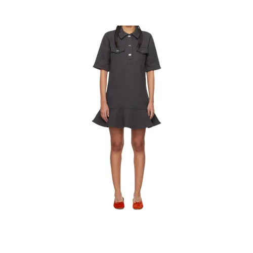 GANNI Short Sleeved Dress Women's Gray