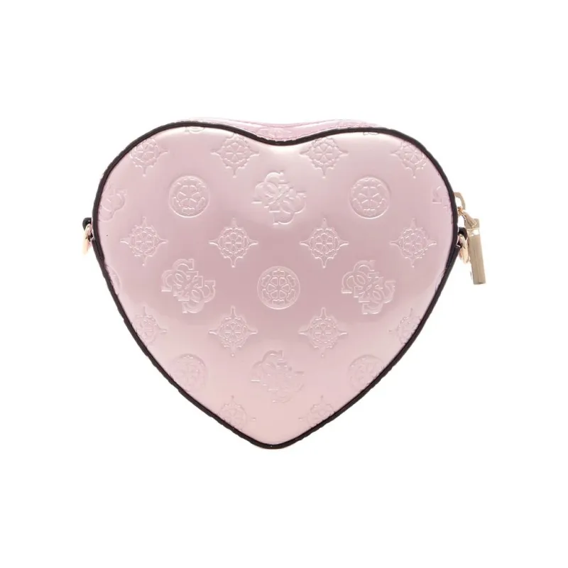 GUESS Artificial Leather Heart Shaped Bag, Shoulder Bag, Crossbody Bag Medium Size Women's Pink-2